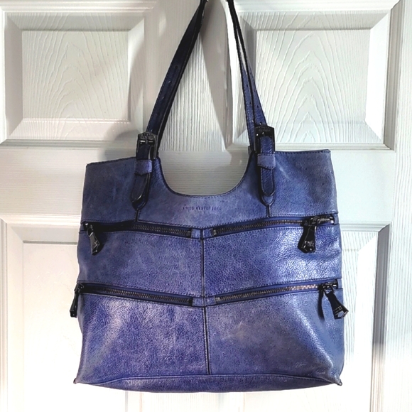 *Vintage Aimee Kestenberg Blue Leather Tote Bag - Picture 1 of 10